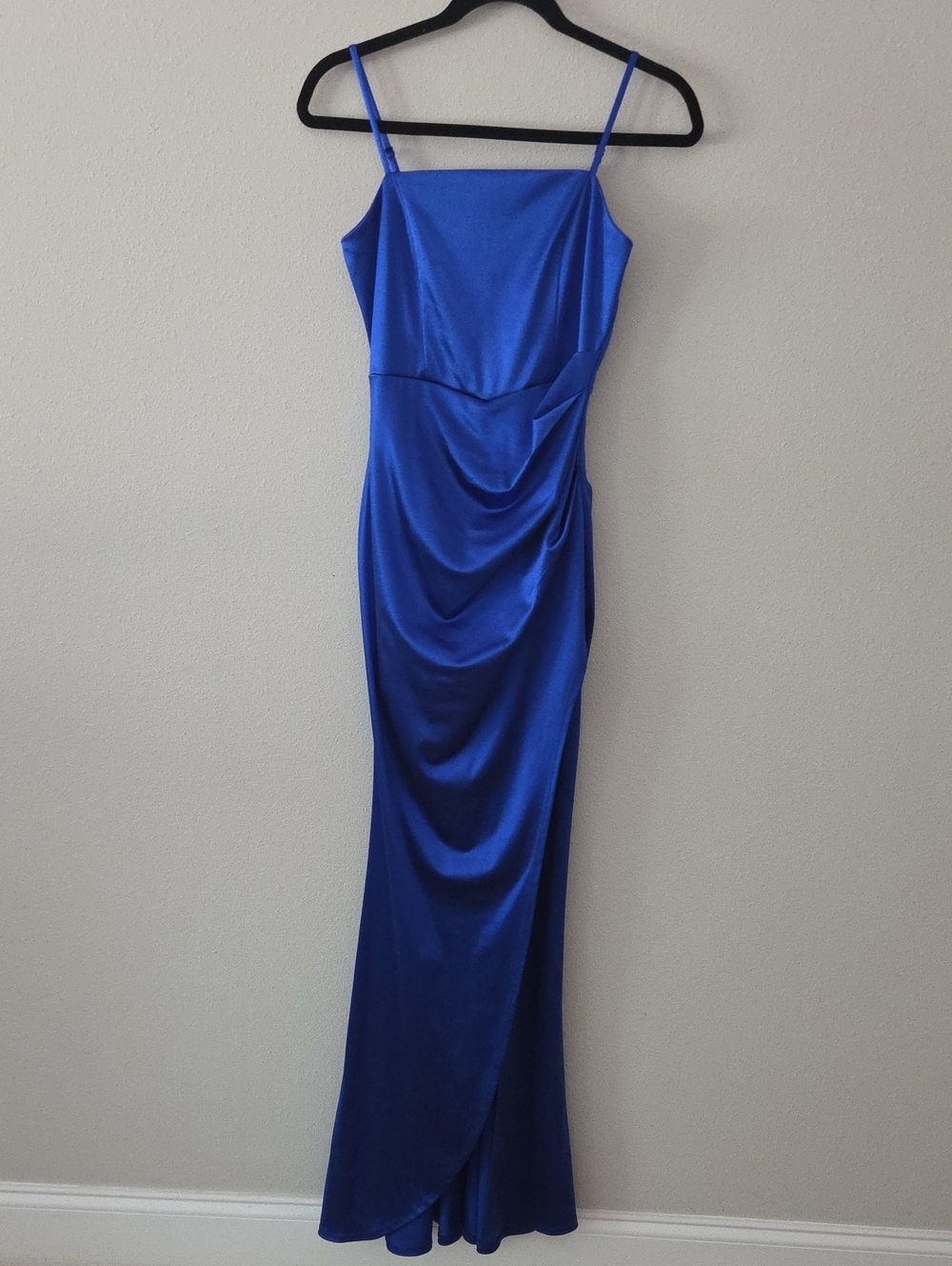 Emerald Sundae Satin Slip Maxi Dress in Royal Blue